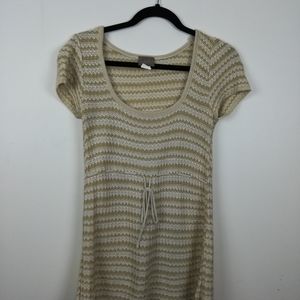 Anthropology DayTrip knit stripe beige dress wm. M